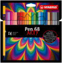 STABILO Pen 68 ARTY Fibre Tip Pen - Wallet of 24 - Assorted Colours